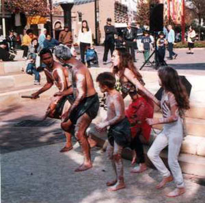 Urban Aboriginal Australians dancing in Sydney. Copyright 2003 Kristina Everett, all rights reserved. 